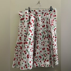 Hell Bunny 2XL/UK 18 Cherry Print A-Line Skirt